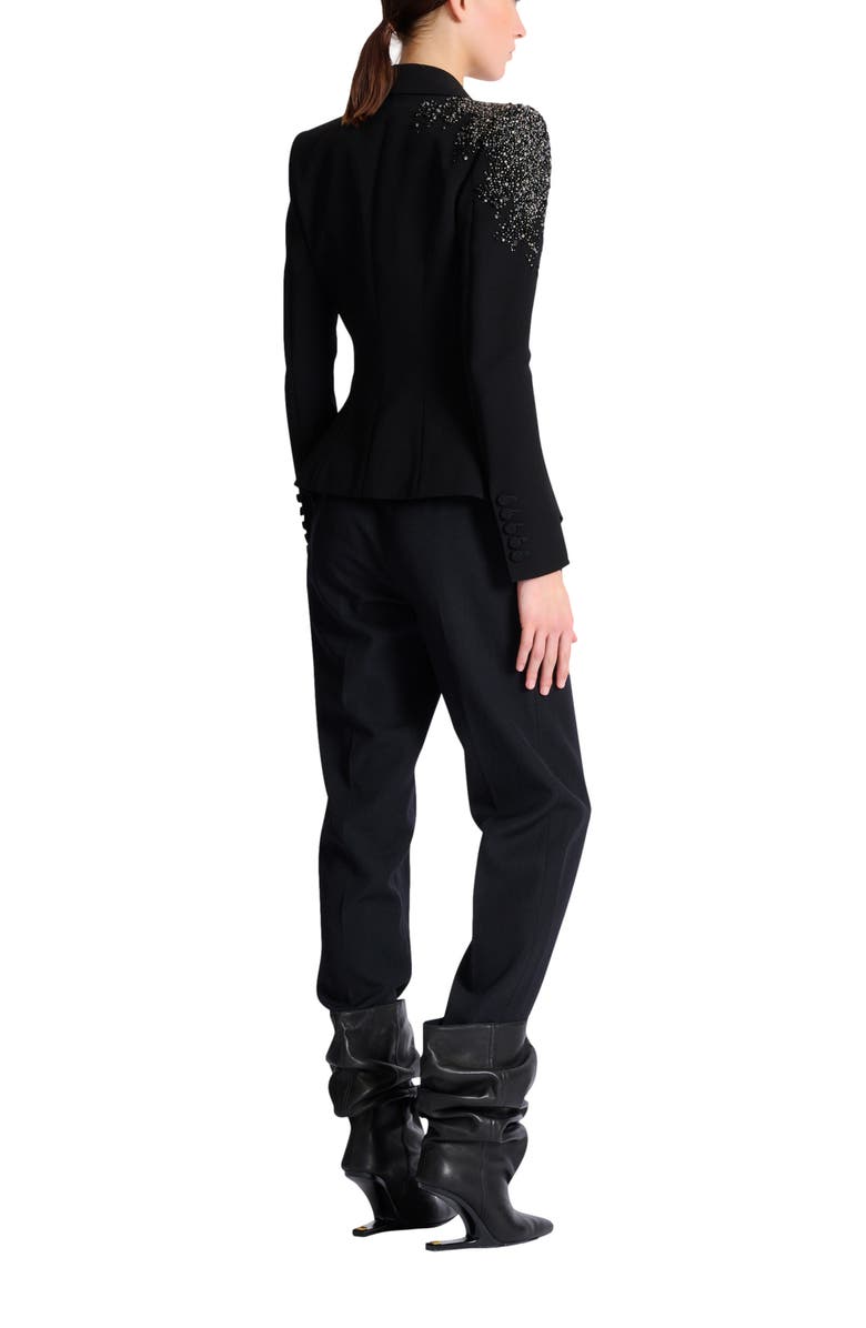 Balmain Crepe jacket with "Amethyst" embroidery, Alternate, color, Black