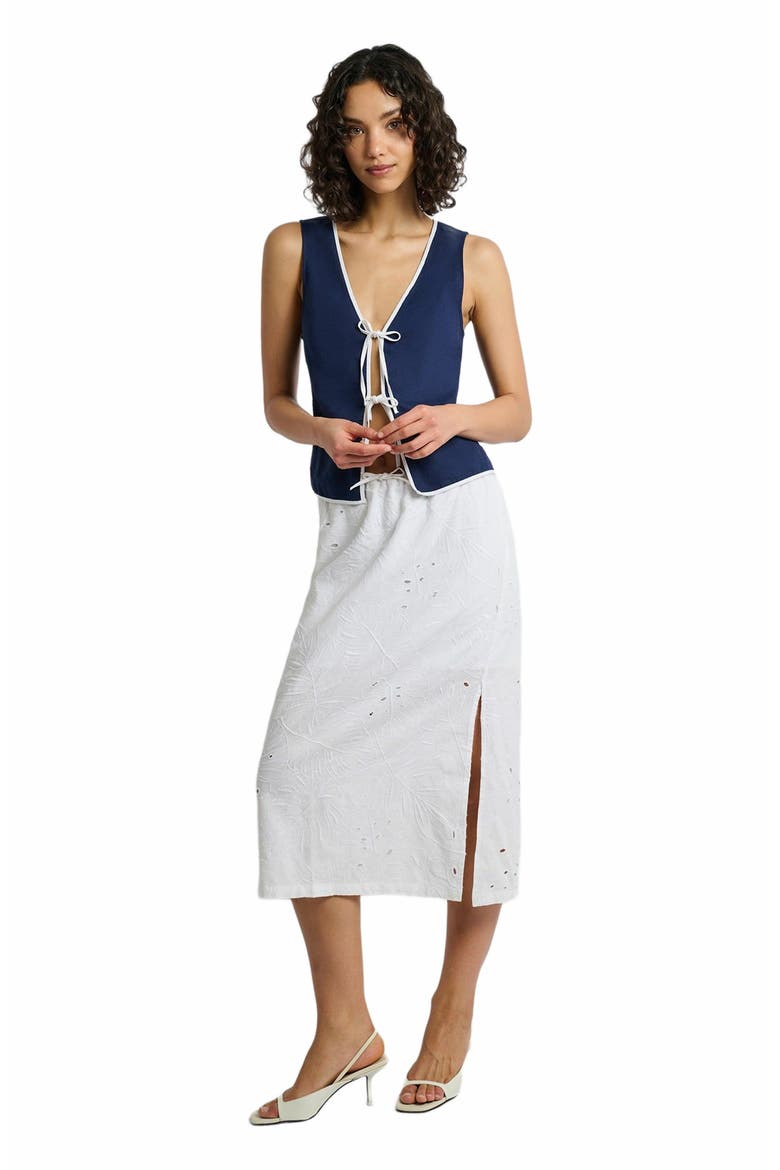 Air Linen Midi Skirt, Main, color, WHITE