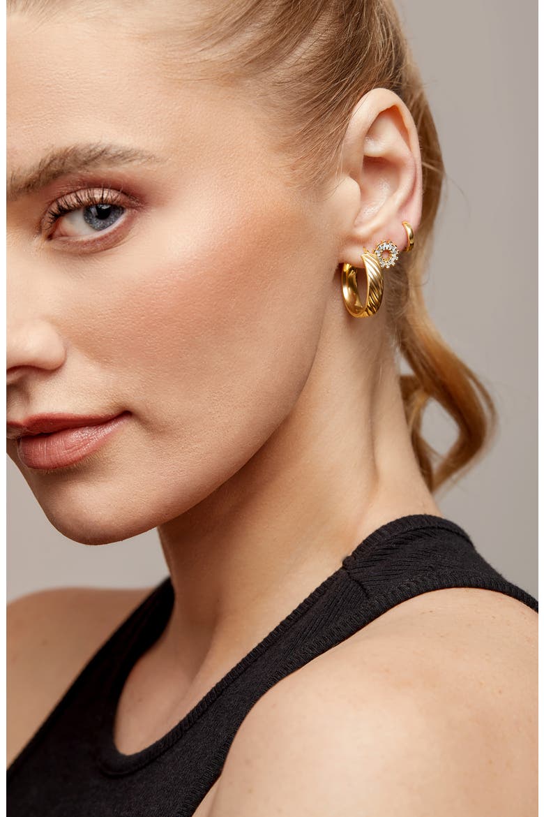 14K Gold Huggie Hoop Earrings (Nordstrom Exclusive), Alternate, color, 14KY