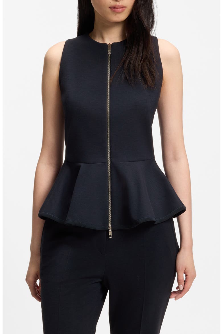 Julorna Zip Front Peplum Top, Main, color, SKY CAPTAIN