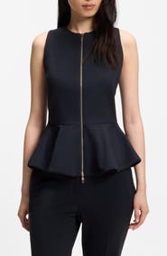 BOSS Julorna Zip Front Peplum Top