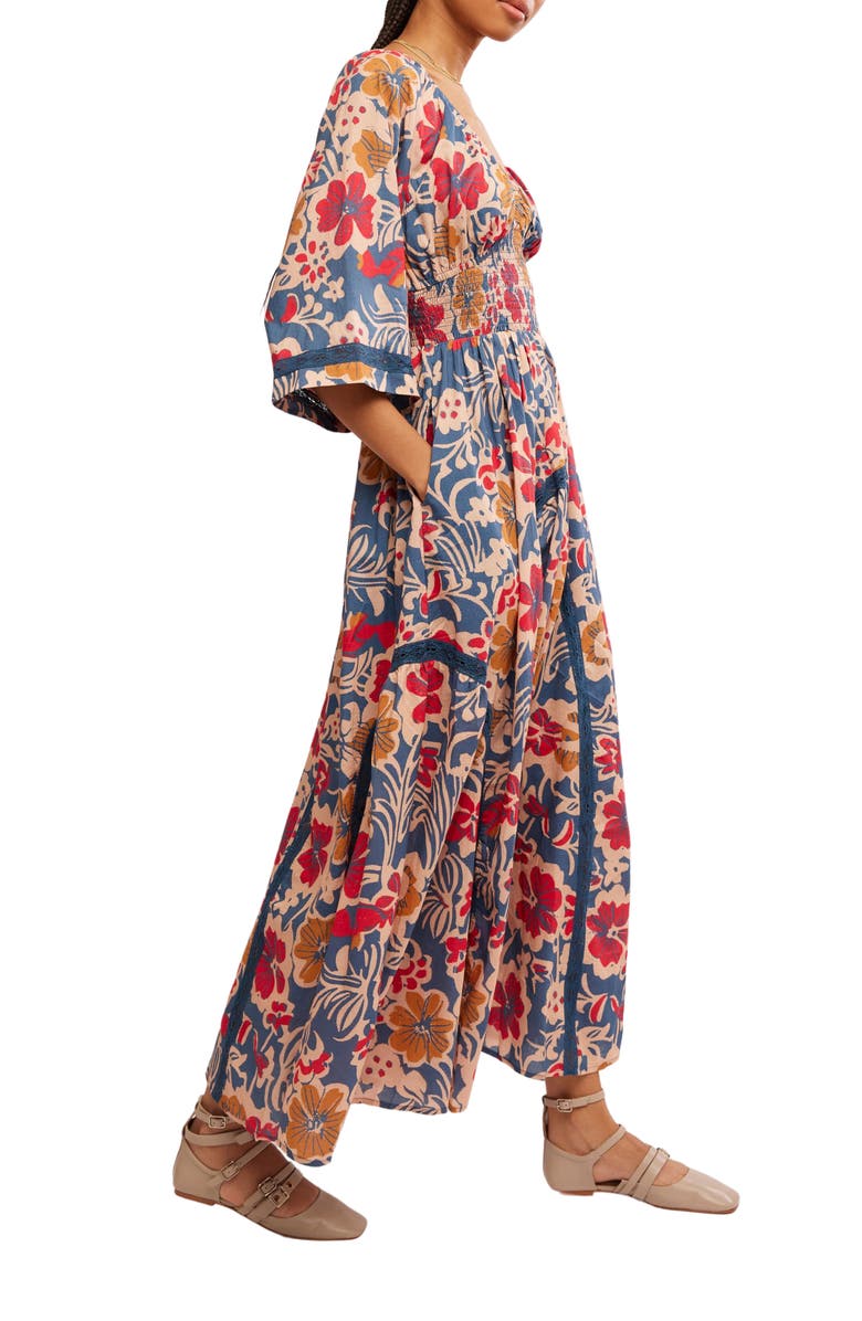 Printed Smocked Waist Maxi Dress