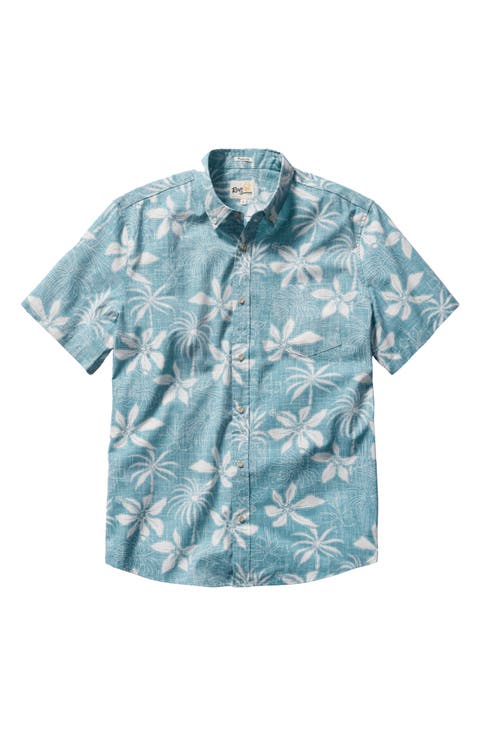 Island Daze Short Sleeve Cotton Blend Button-Down Shirt