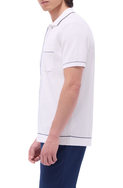 Bugatchi Tipped Short Sleeve Button-up Sweater