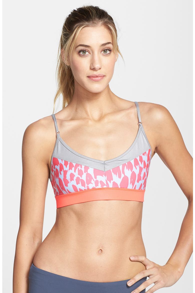 'Tidal Flow' Sports Bra, Main, color, STEELE GLOSSY/ JUNGLE OMBRE