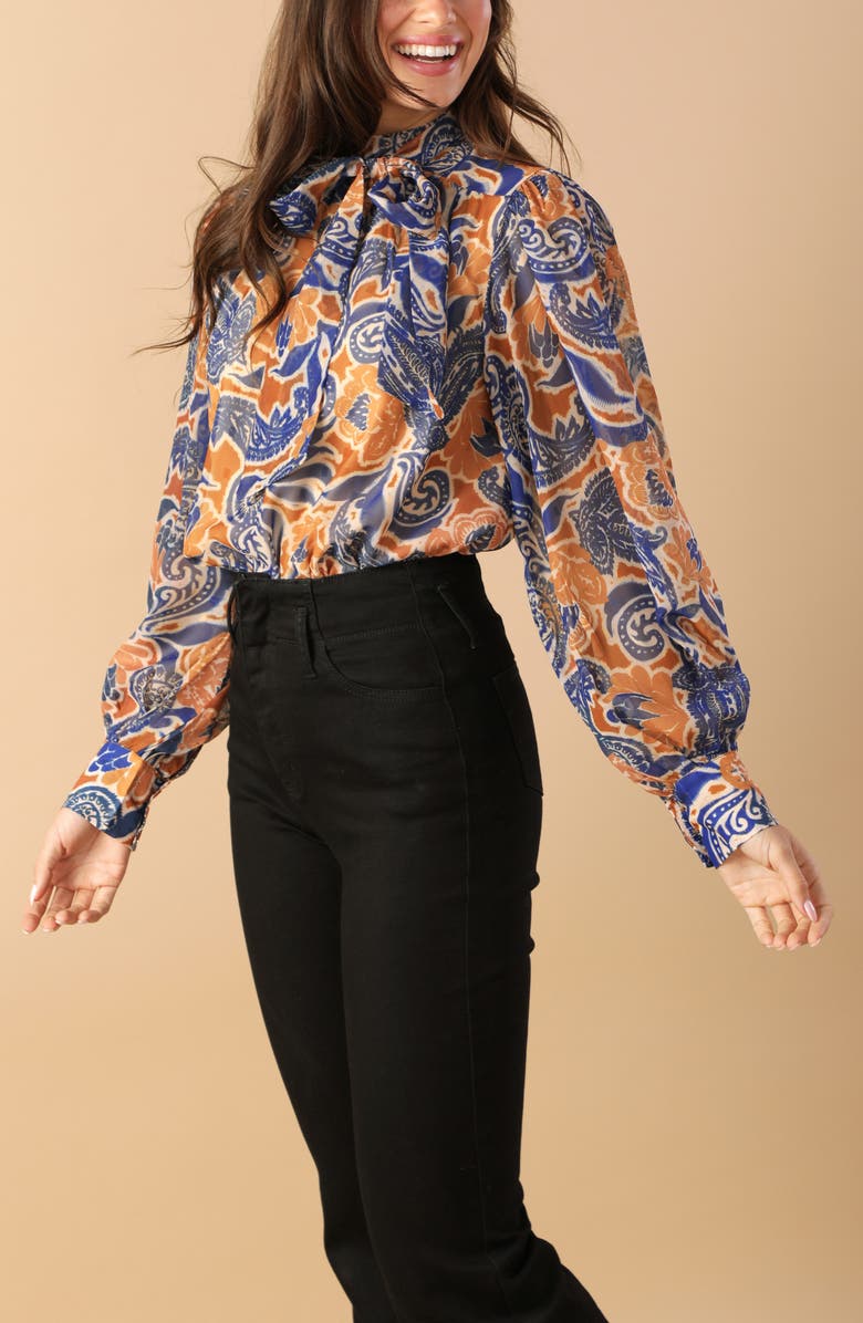 FLYING TOMATO Woven Tie Neck Top, Alternate, color, 