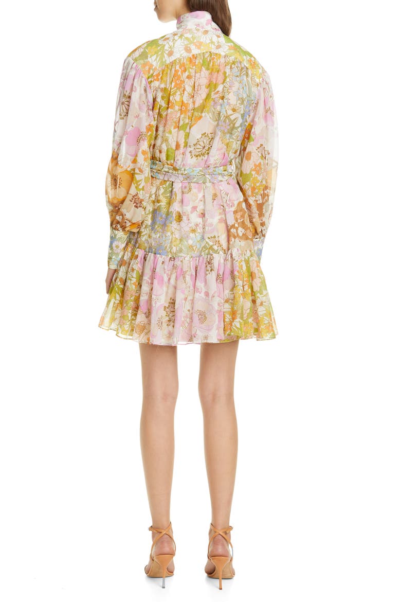 Super Eight Floral Print Long Sleeve Lantern Minidress, Alternate, color, MIXED FLORAL