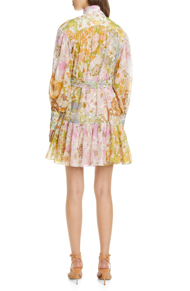 Zimmermann Super Eight Floral Print Long Sleeve Lantern Minidress, Alternate, color, Mixed Floral