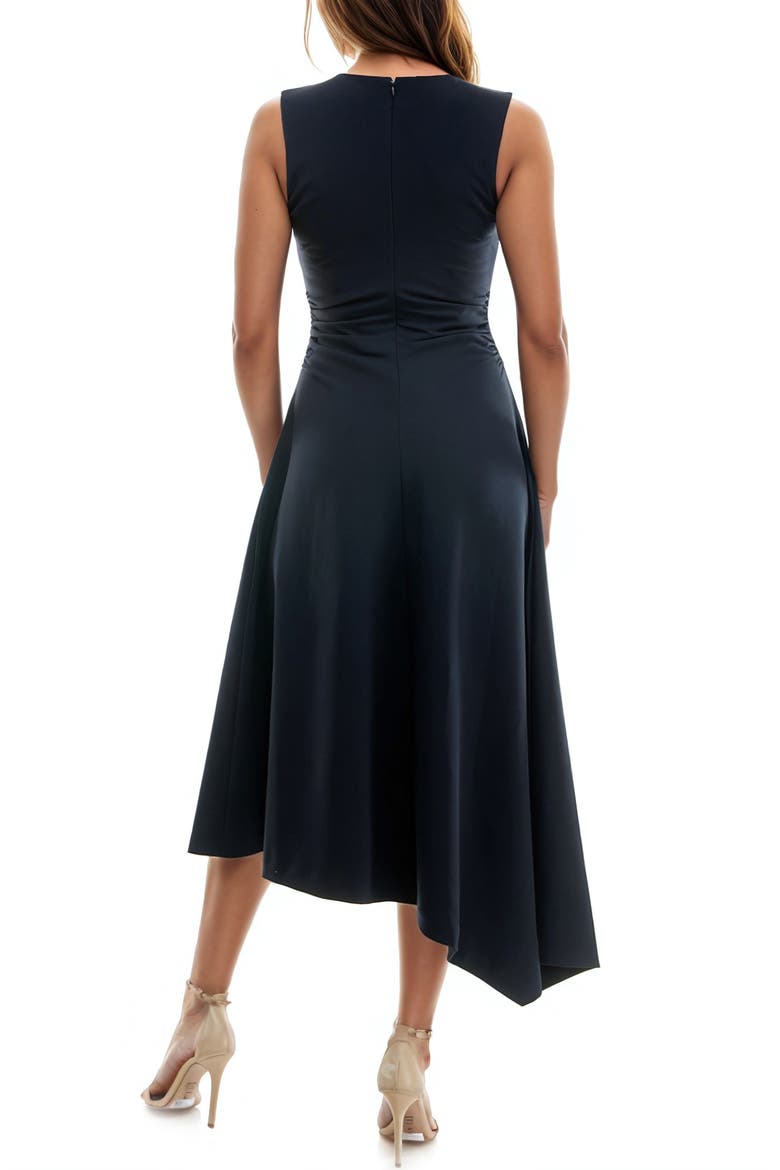 Shirred Waist Sleeveless Asymmetric Midi Dress, Alternate, color, MOONLIT OCEAN