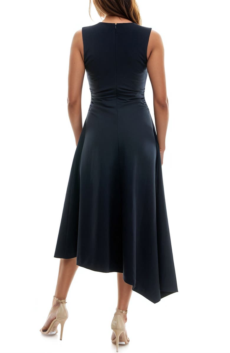 Socialite Shirred Waist Sleeveless Asymmetric Midi Dress, Alternate, color, Moonlit Ocean