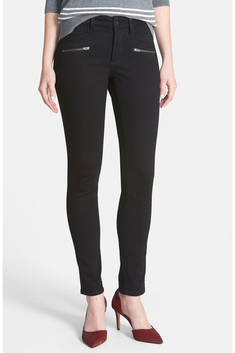 'Ami' Stretch Skinny Moto Jeans, Main, color, BLACK