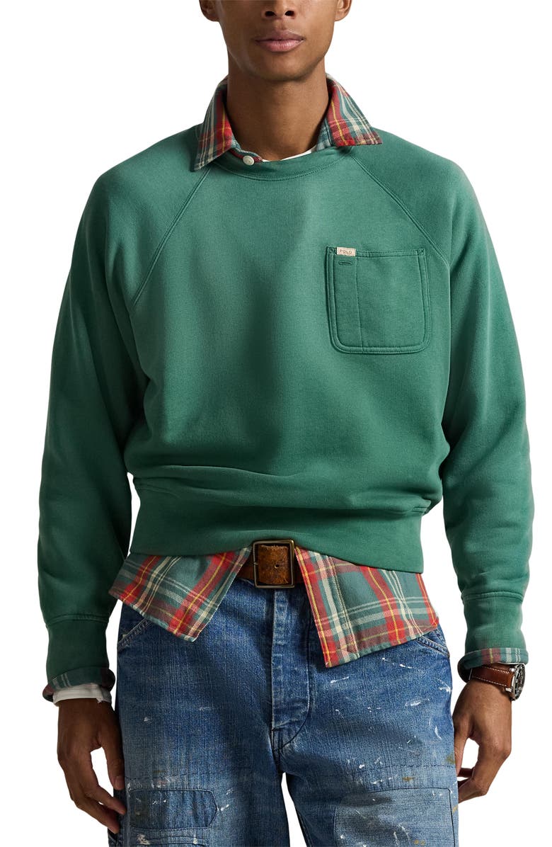Polo Ralph Lauren Vintage Fit Fleece Crewneck Sweatshirt, Main, color, Antique Green