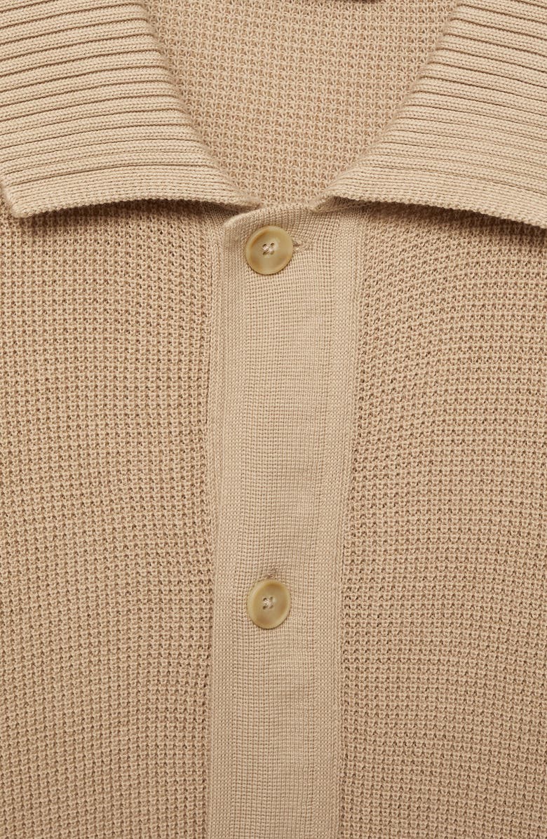 MANGO Short Sleeve Knit Button-Up Shirt, Alternate, color,