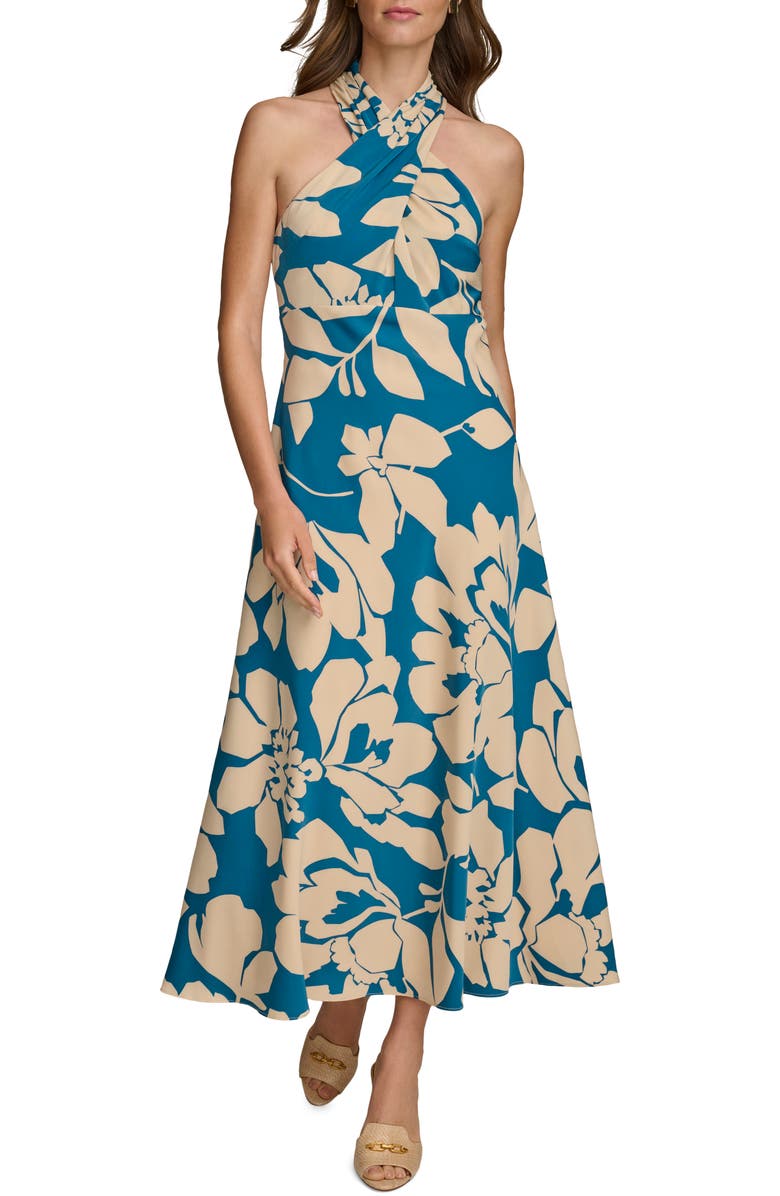 Donna Karan New York Print Halter Maxi Dress, Main, color,