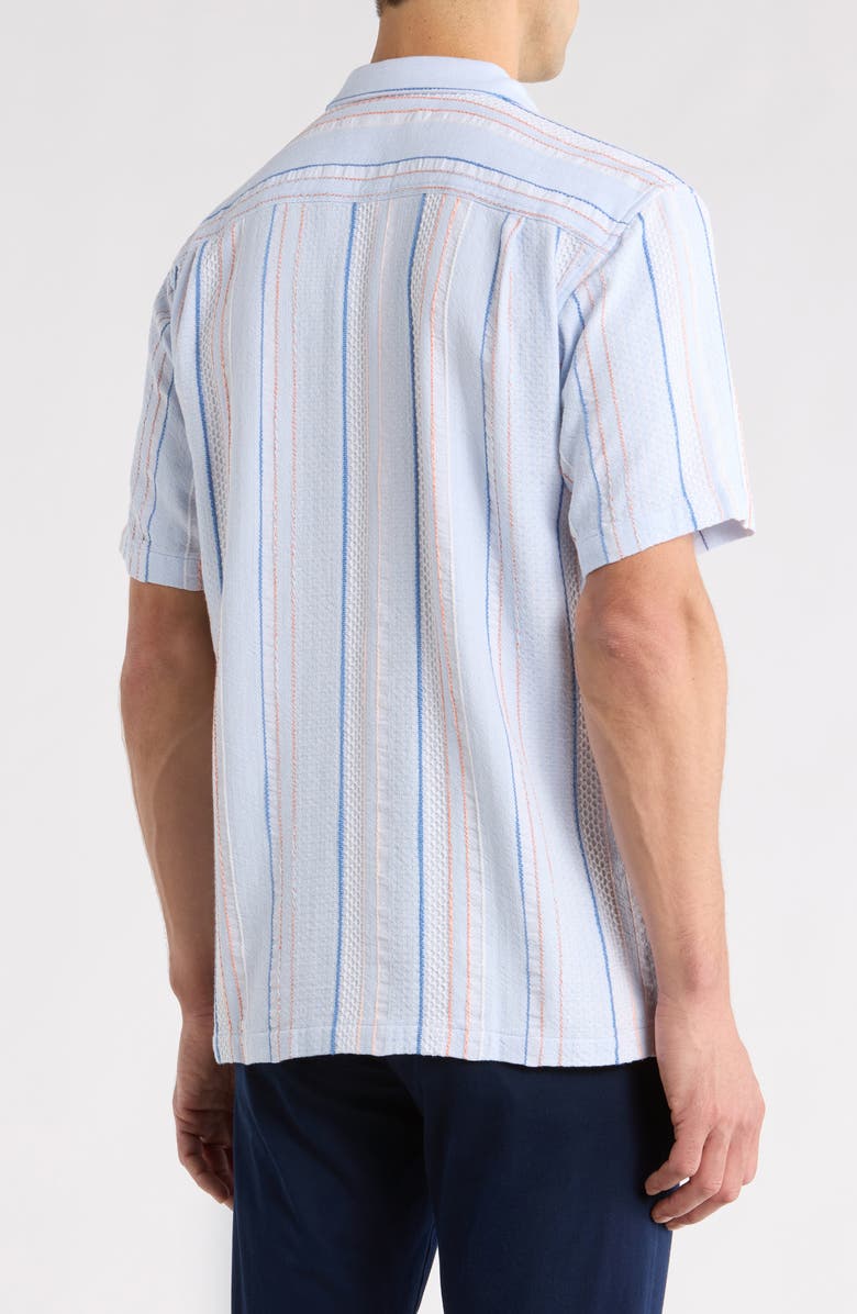 Tommy Bahama Milano Textured Stripe Cotton Camp Shirt, Alternate, color, Dew Drop