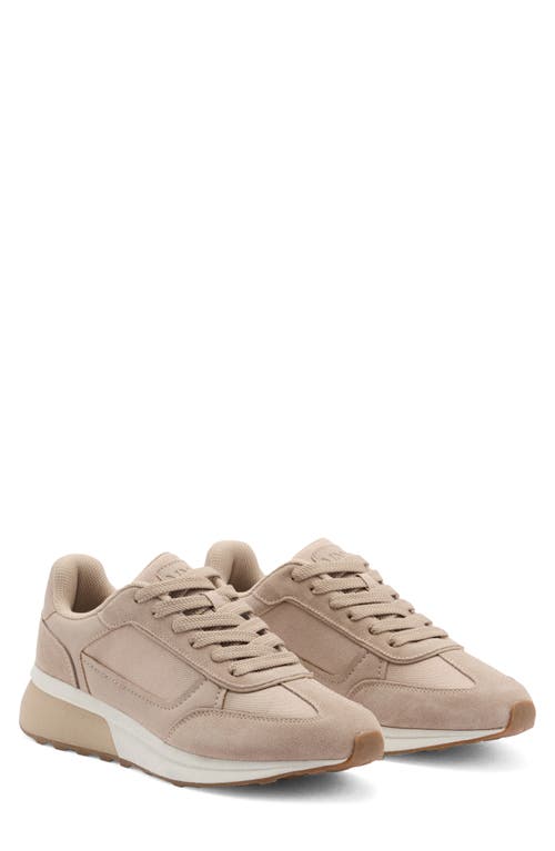 Mango Leather Mixed Sneaker In Beige
