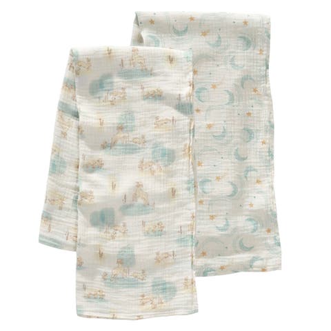 Signature 2-Pk Organic Muslin Celestial/Meadow Swaddle Blankets