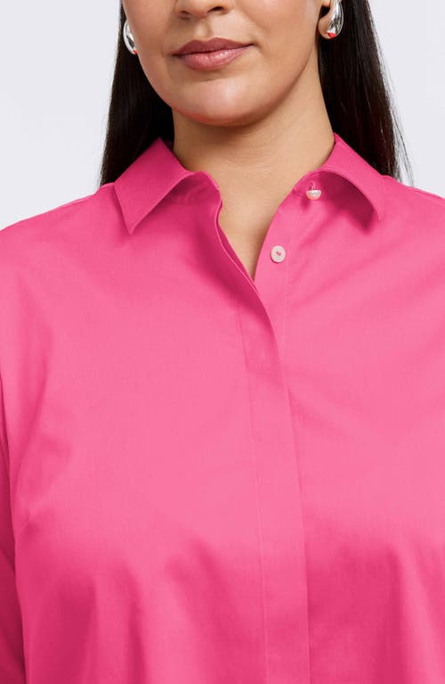 Foxcroft Pearly Cotton Blend Button-up Shirt In Pink Flambe