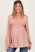 PinkBlush Printed Smocked Tunic Top