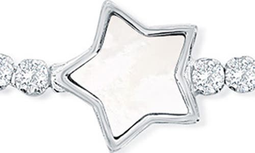 Simona Sterling Silver Mother-of-pearl Star Cubic Zirconia Slider Bracelet In Silver