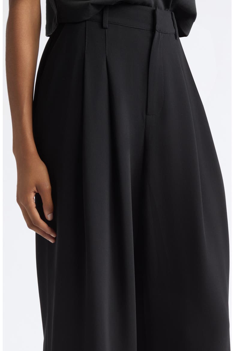 Marne Pleated Wide Leg Crepe Pants, Alternate, color, BLACK