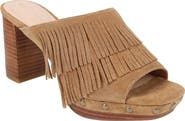 Pelle Moda Fringe Studded Block Heel Sandal