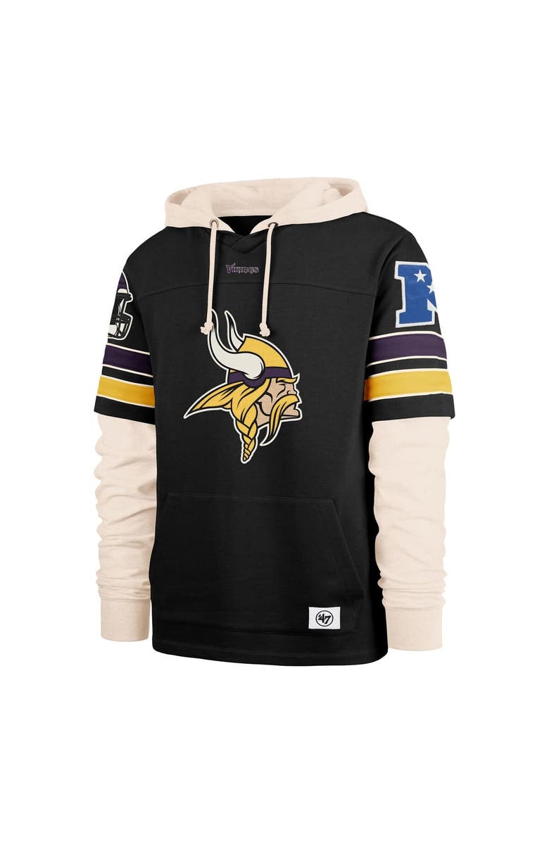 '47 Men's '47  Black Minnesota Vikings Split Zone Cornerback Duo Hoodie, Alternate, color, Black