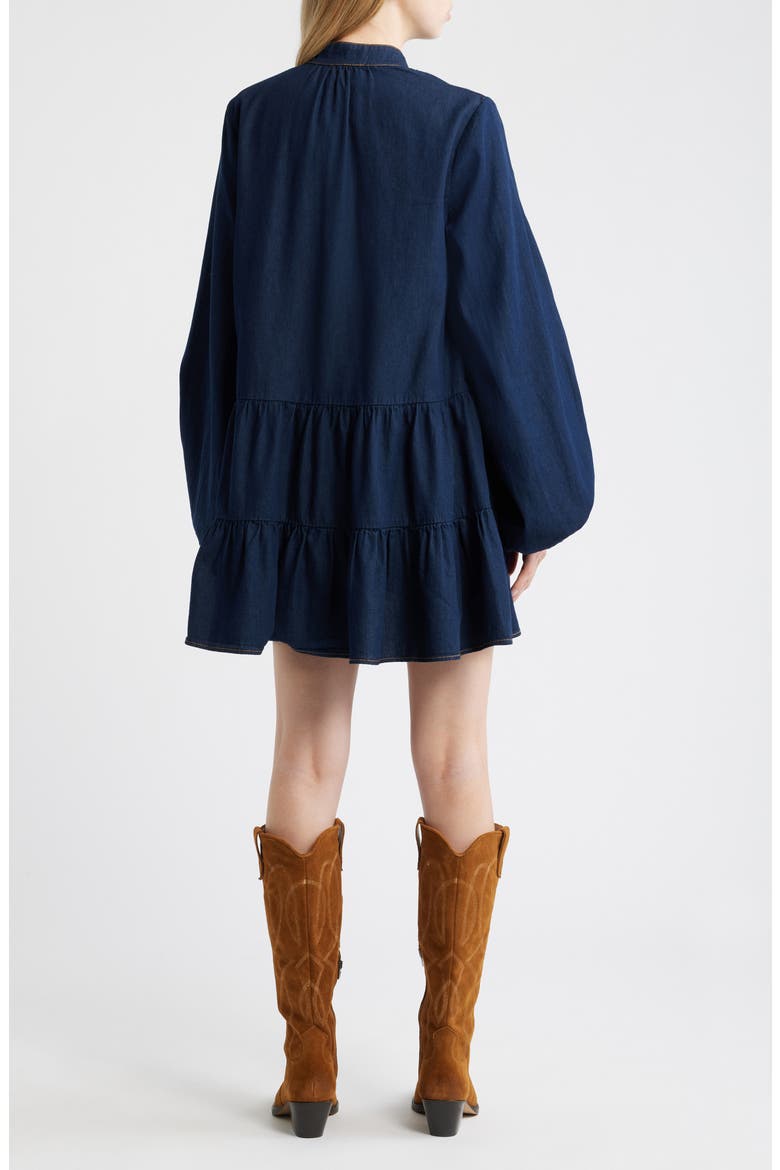 Antonia Long Sleeve Chambray Minidress, Alternate, color, DARK BLUE