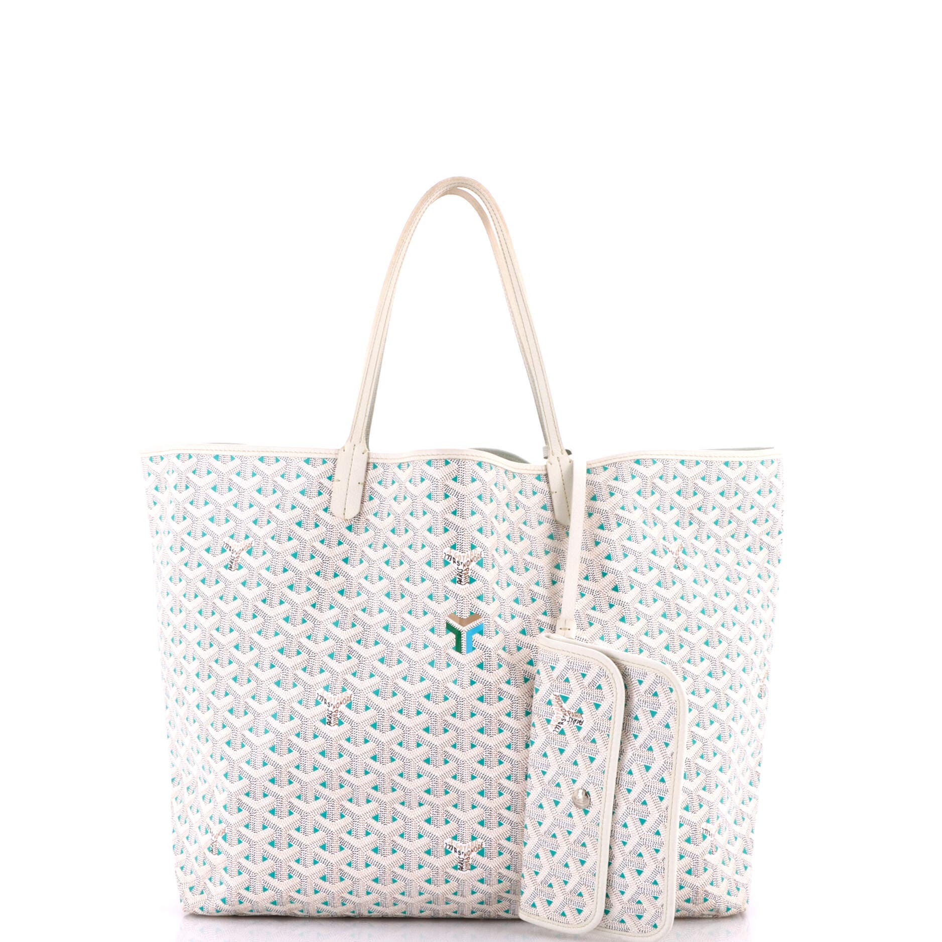 Pre-Owned Goyard Saint Louis Tote Claire Voie Coated Canvas GM, Alternate, color, White