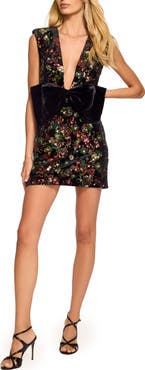 Ramy Brook Kimberly Sequin Floral Bow Minidress