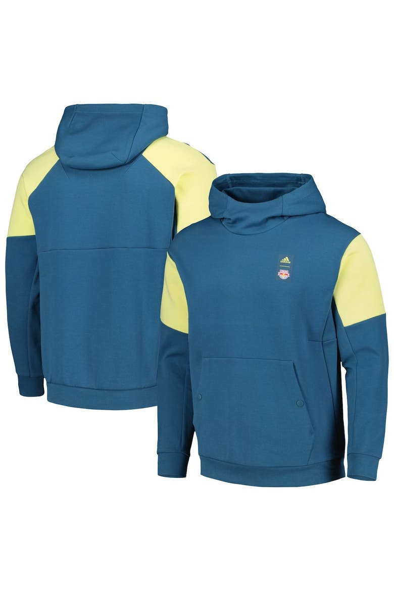 Men's adidas Blue New York Red Bulls 2023 Player Travel Pullover Hoodie, Main, color, Blue