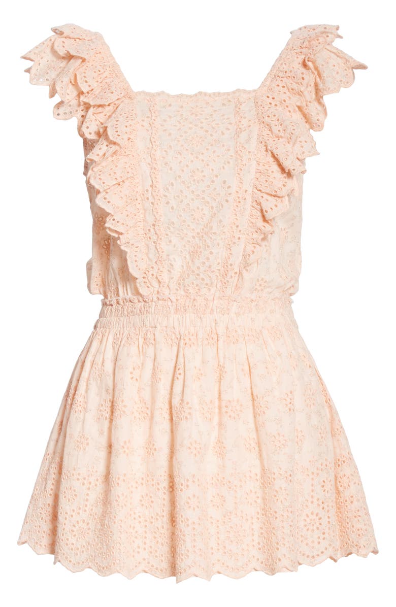 LoveShackFancy Dora Lace Eyelet Minidress, Alternate, color, 