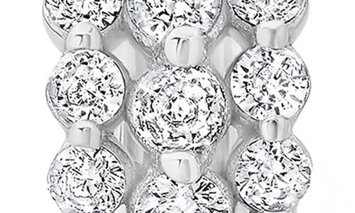 Crislu Three Row Cubic Zirconia Huggie Hoop Earrings In White