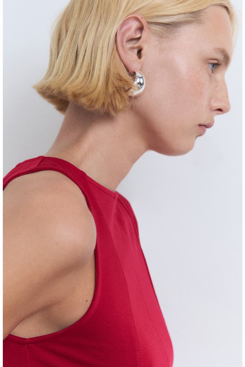 Seam Detail Sleeveless Peplum Top, Alternate, color, RED