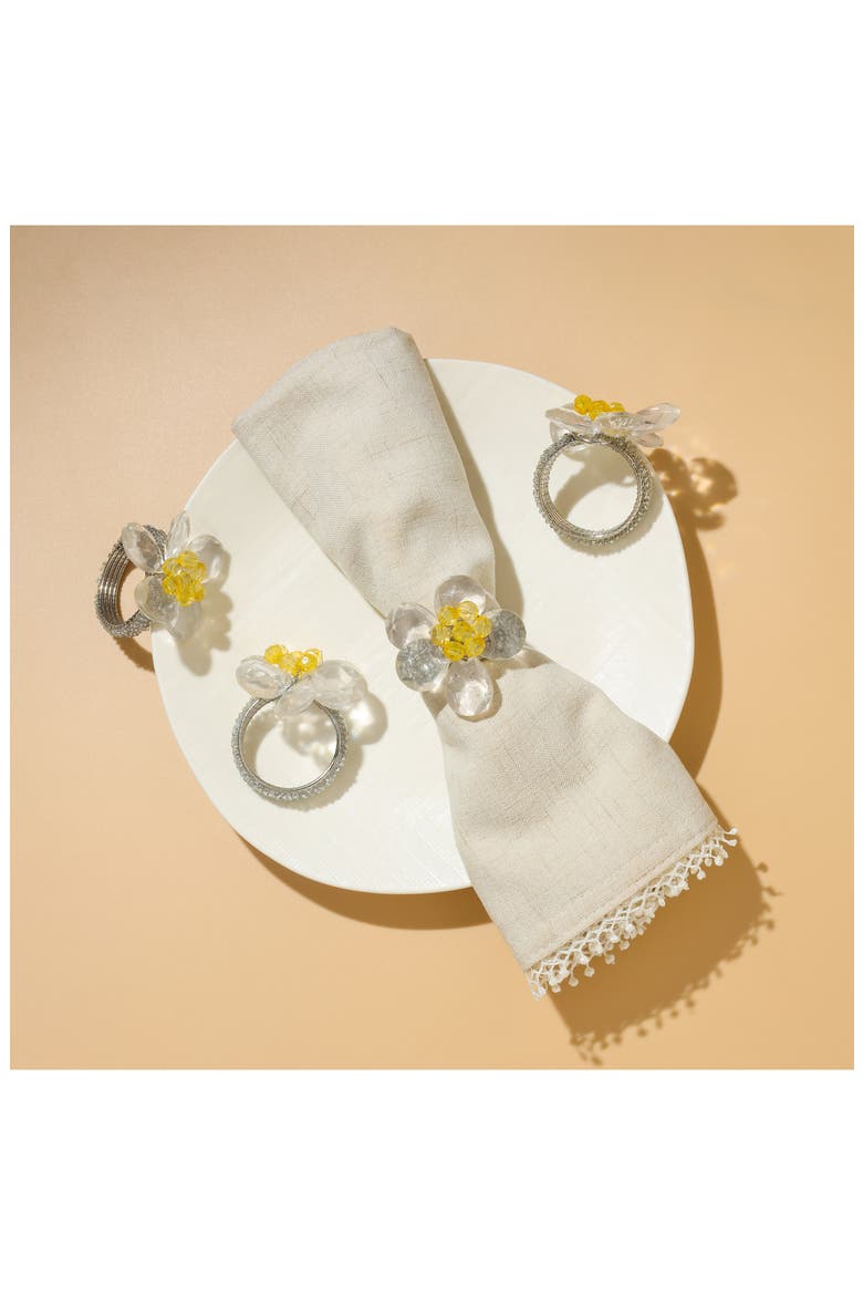 Sunshine Medley 4-Pack Napkin Rings, Alternate, color, WHITE/ YELLOW