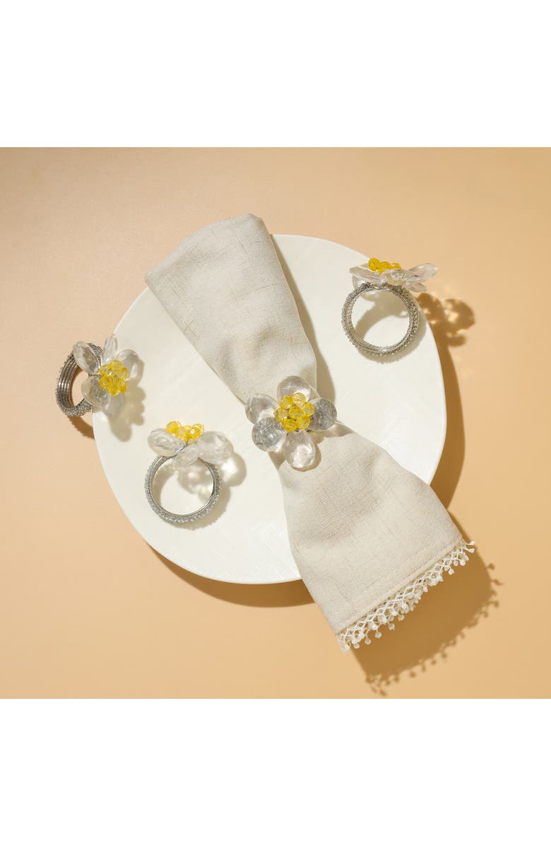 Tiramisu Sunshine Medley 4-Pack Napkin Rings, Alternate, color, White/ Yellow