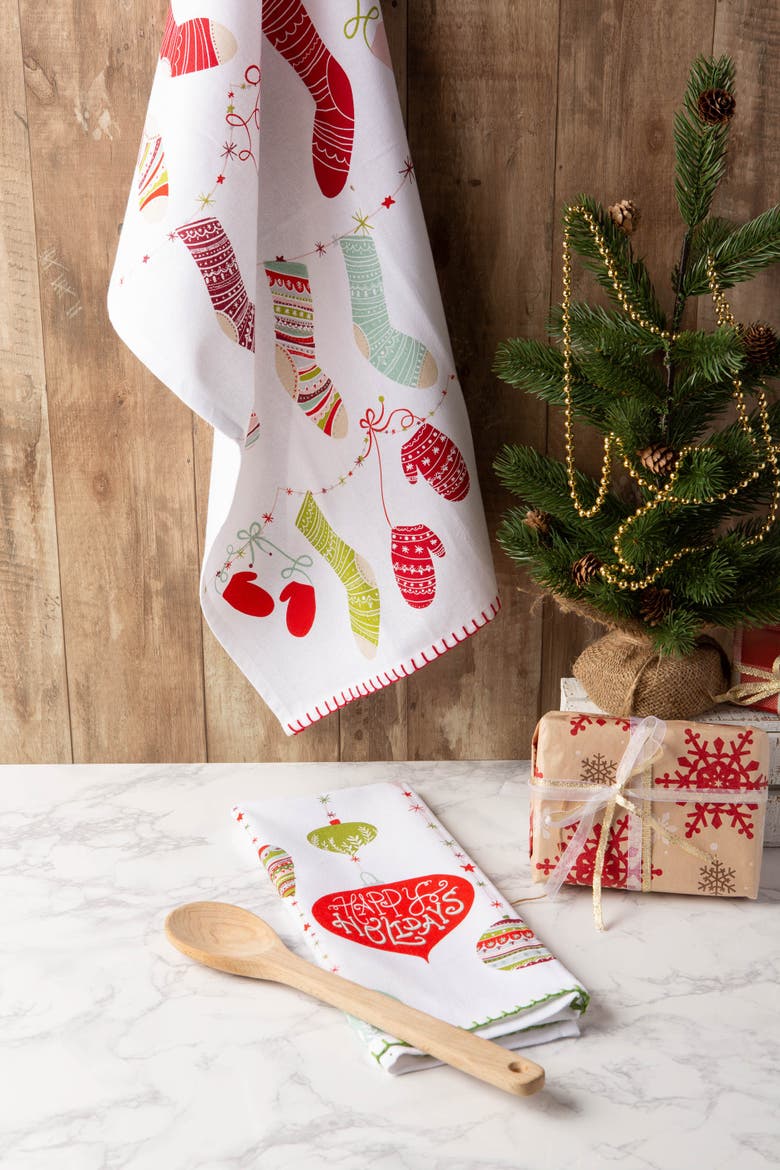 Asst Xmas Trimmings Printed Dishtowel Set/2, Alternate, color, Trimmings