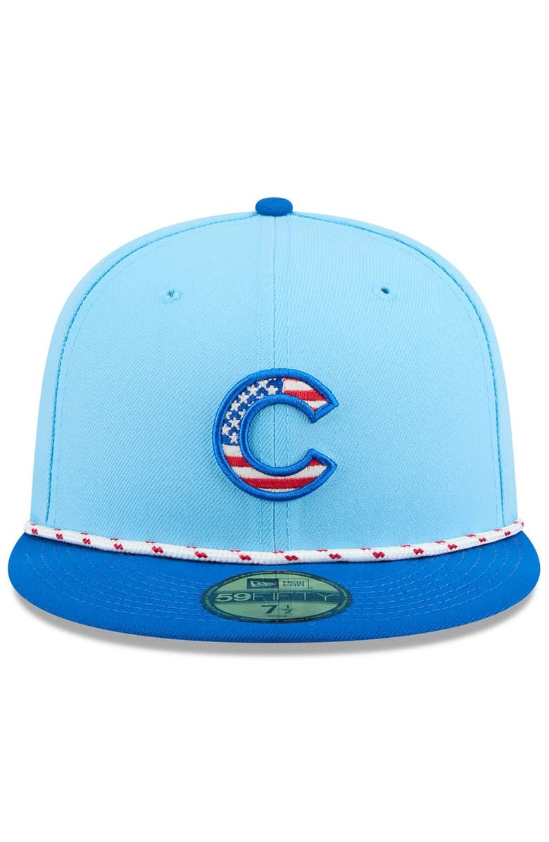 New Era Men's New Era Light Blue/Royal Chicago Cubs 2025 Fourth of July 59FIFTY Fitted Hat, Alternate, color, 