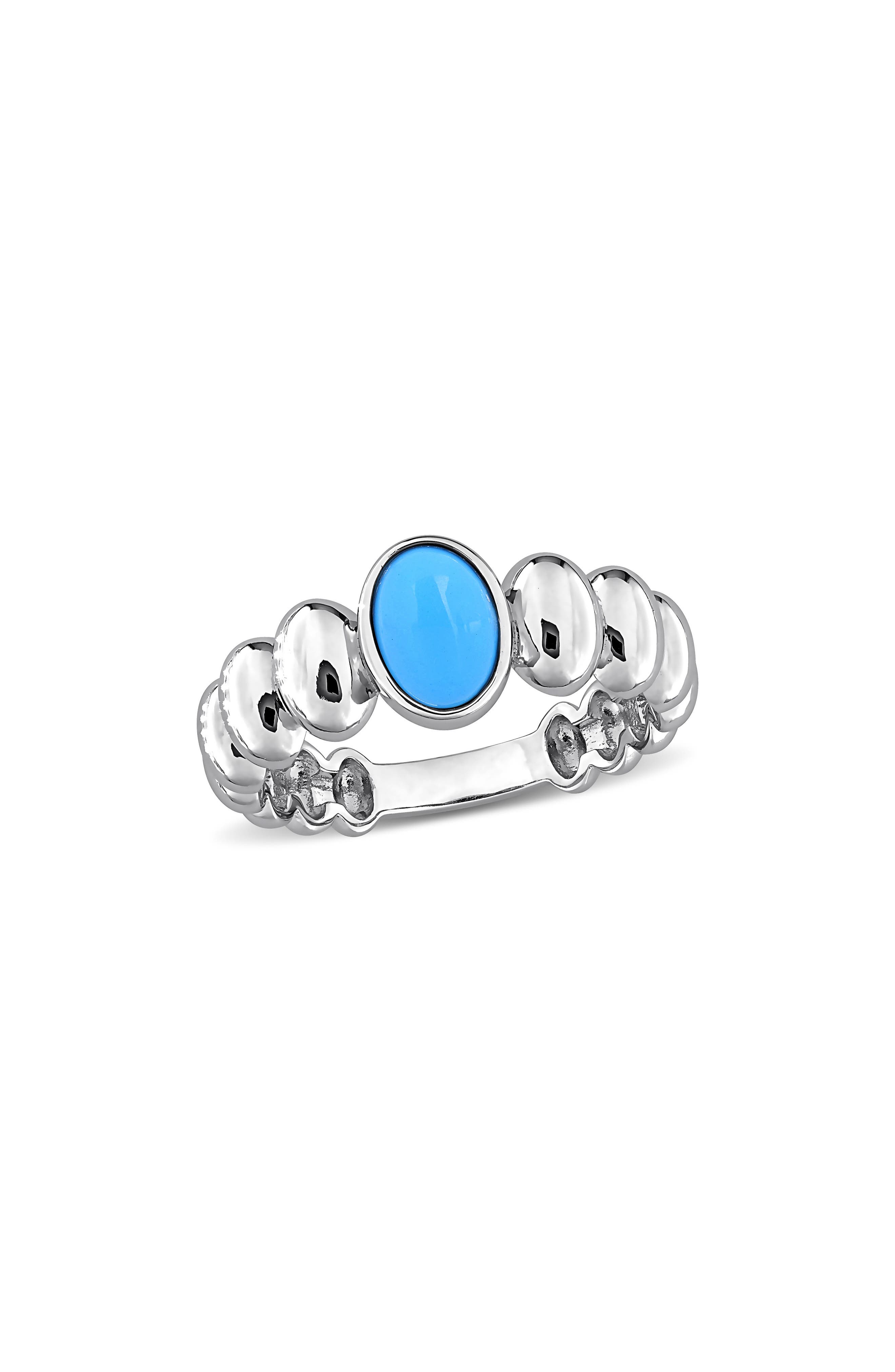 Created Turquoise Sterling Silver Band Ring