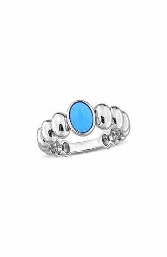 Created Turquoise Sterling Silver Band Ring