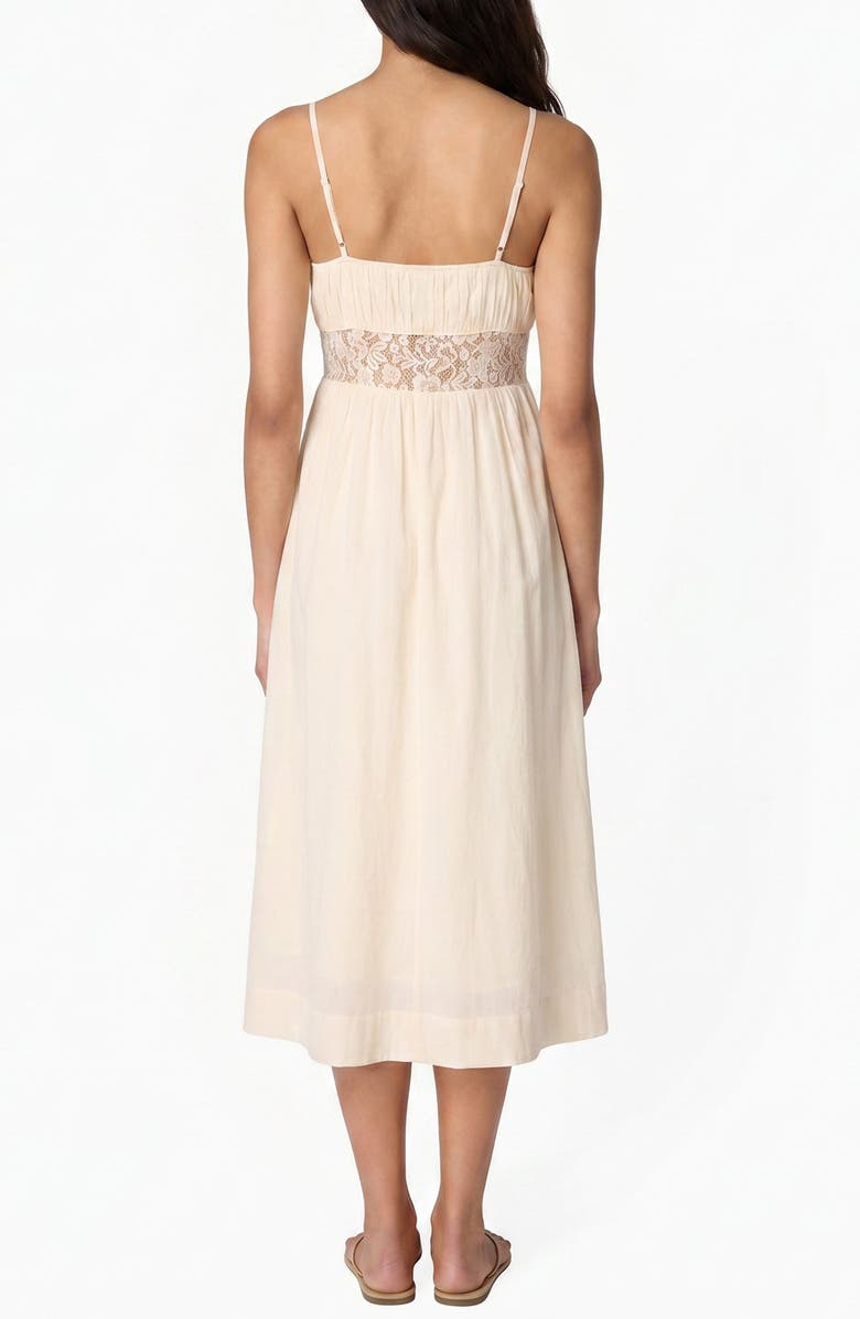 CAMI NYC Octavia Lace Inset Cotton Midi Dress, Alternate, color, Bone