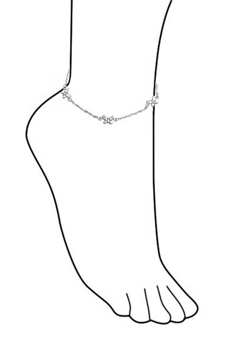 BLING JEWELRY Sterling Silver Butterfly Charm Anklet, Alternate, color,