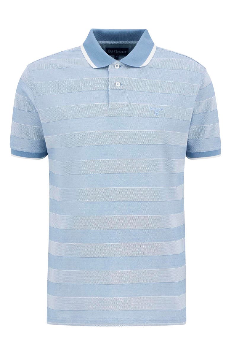 Barbour Branton Textured Stripe Cotton Piqué Polo, Alternate, color, Bleached Blue