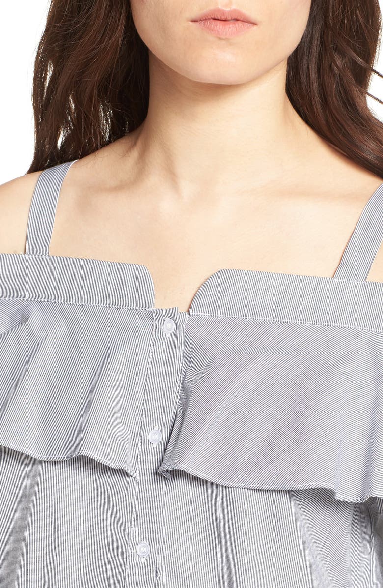 Trouvé Cold Shoulder Ruffle Blouse, Alternate, color,