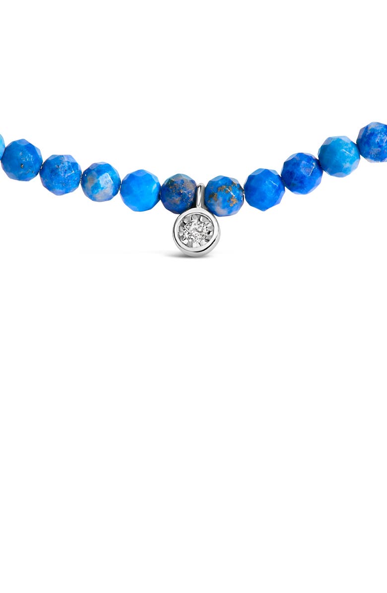Haus of Brilliance Sterling Silver Diamond Accent Blue Lapis Bead Station Necklace, Alternate, color, Silver