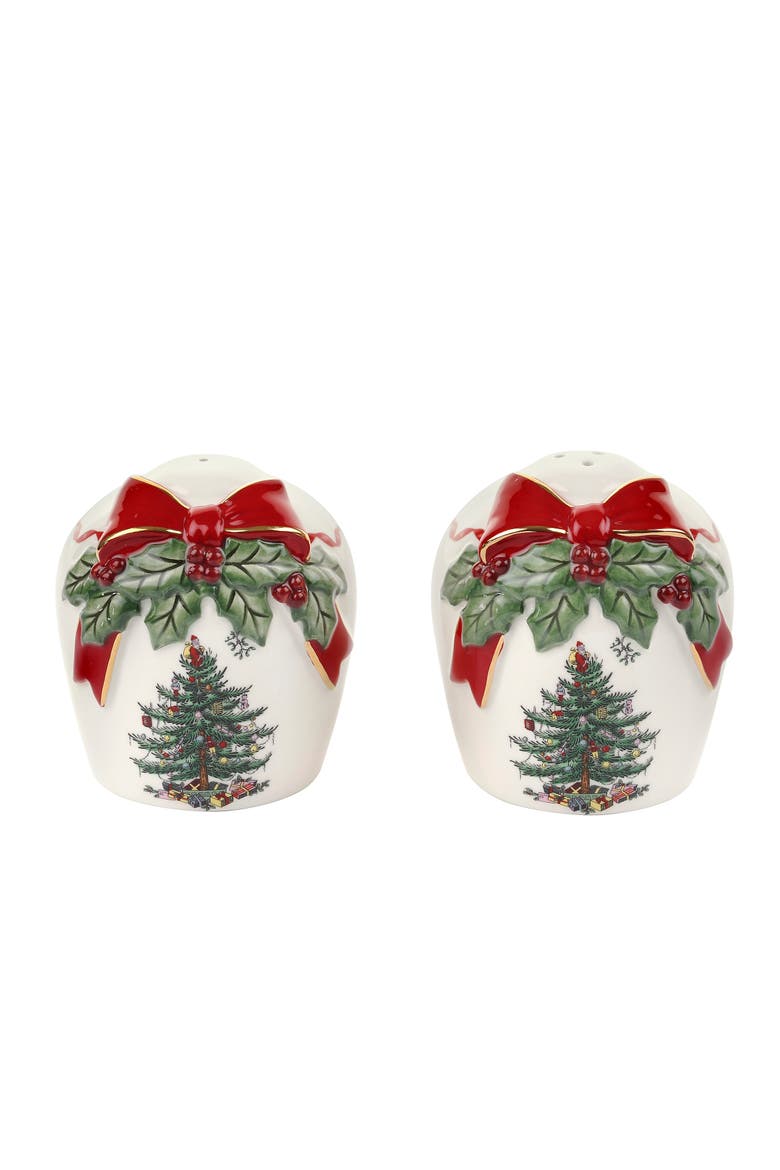 Christmas Tree Ribbons Salt & Pepper Shaker Set, Main, color, Multi