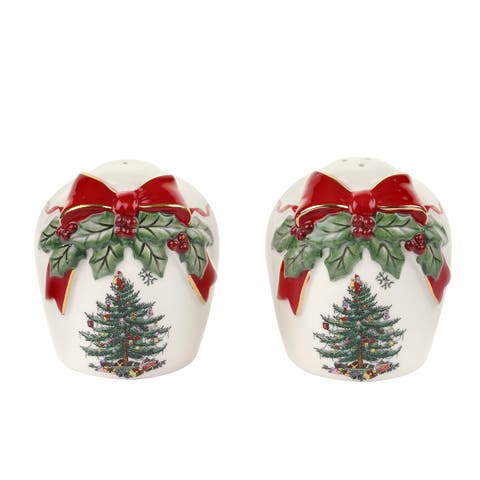 Christmas Tree Ribbons Salt & Pepper Shaker Set