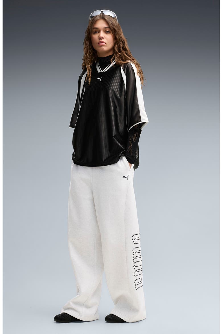 Street Glam Slouchy Stud Sweatpants, Alternate, color, WHITE GLOW HEATHER