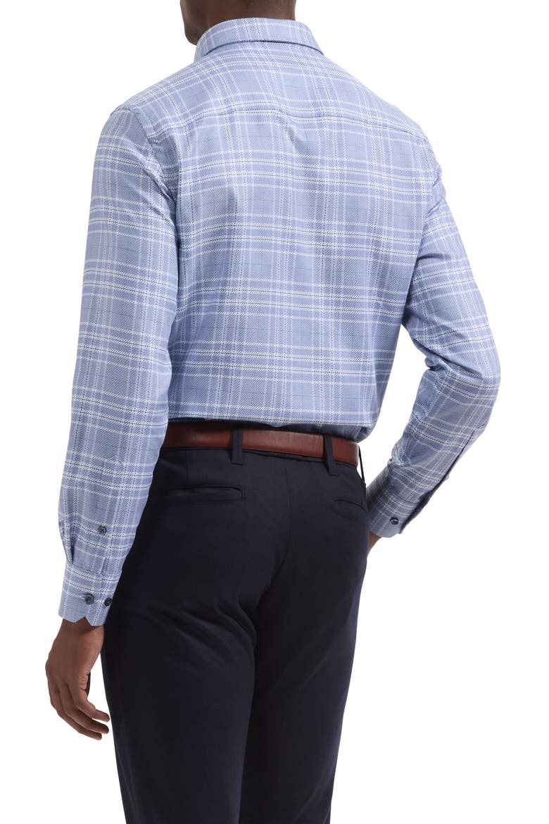 Karl Shaped Plaid Cotton Shirt, Alternate, color, COBALT