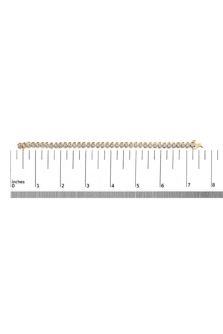 14K Yellow Gold Plated .925 Sterling Silver 1/2 Cttw Round Miracle-Set Diamond S-Curve Tennis Bracelet, Alternate, color, Yellow Gold over Silver